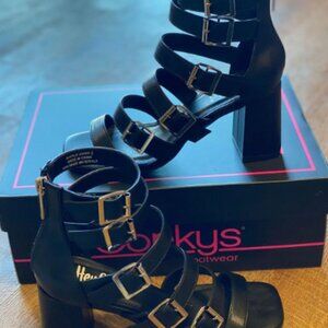 Corky's Black Buckle Down Sandal